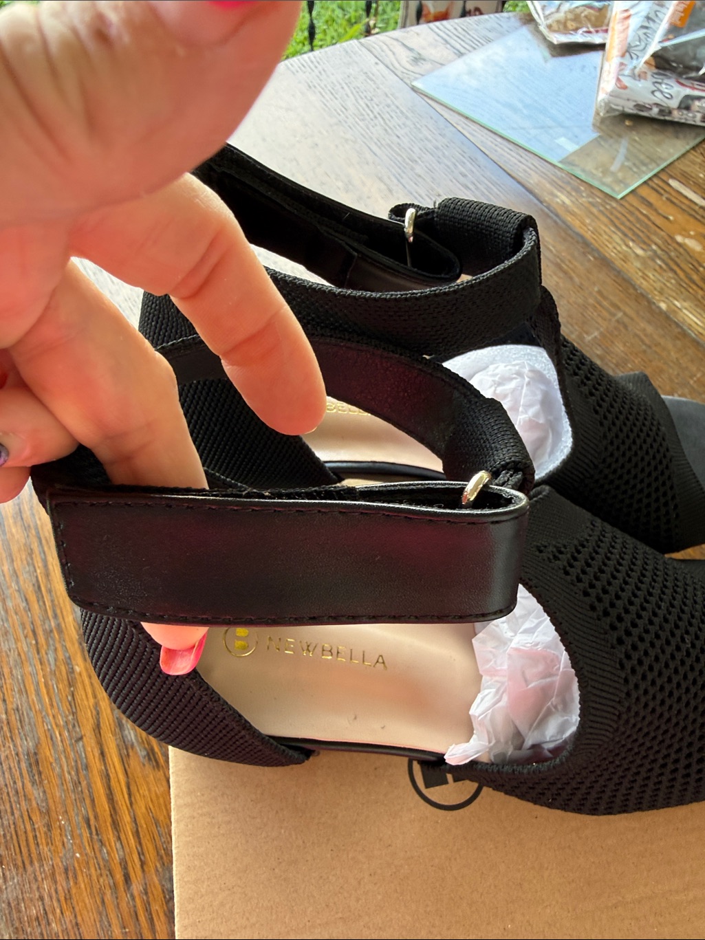 Nwt New Bella Women’s Size 9 Black Knit Block Heel 2.25” Sandals — image 4 of 6